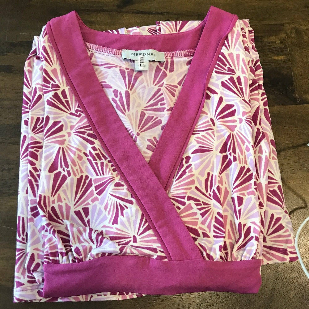 Pink Shell Patterned Wrap Dress - Picture 6 of 6